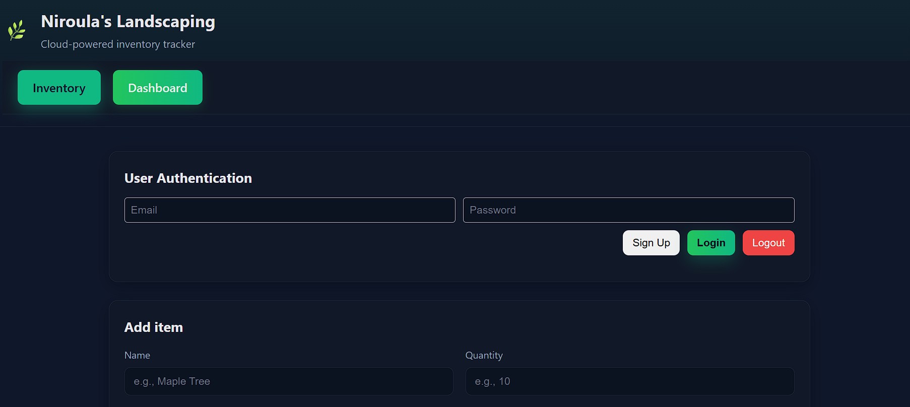 Cloud Inventory (Landscaping Inventory System)